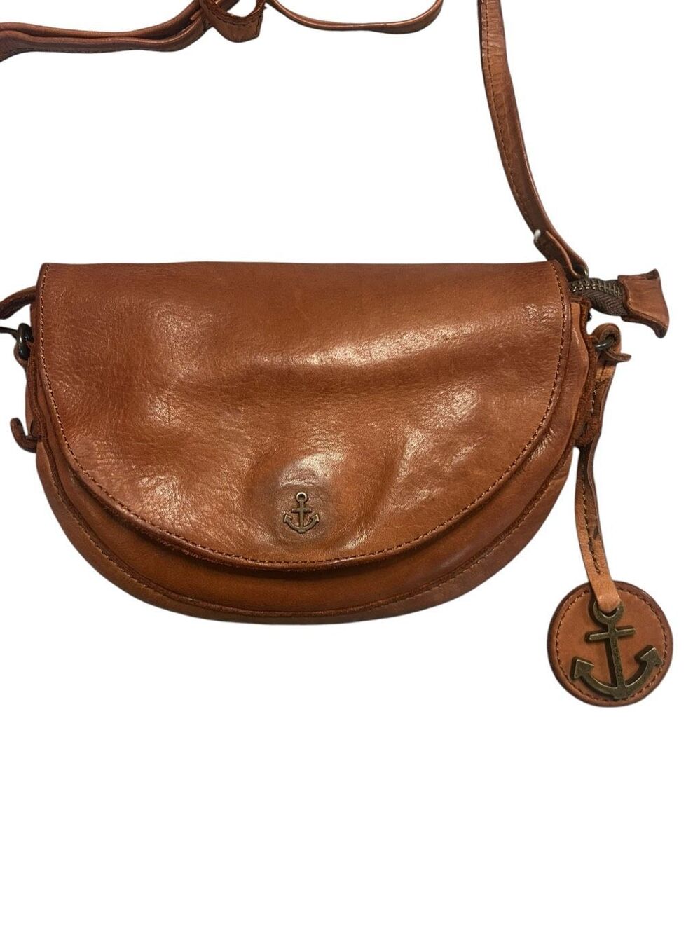 Harbour 2nd Cognac Moon Genuine Leather Clutch Belt Bag Crossbody Fanny Pack